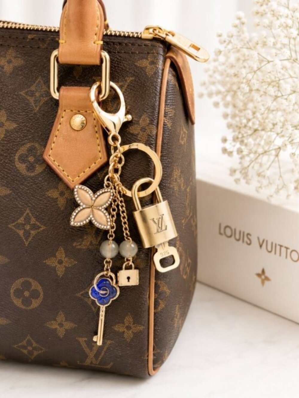 Louis Vuitton Authentic Gold Lock & Key 🔑 Bag Charm + Unbranded Keychain